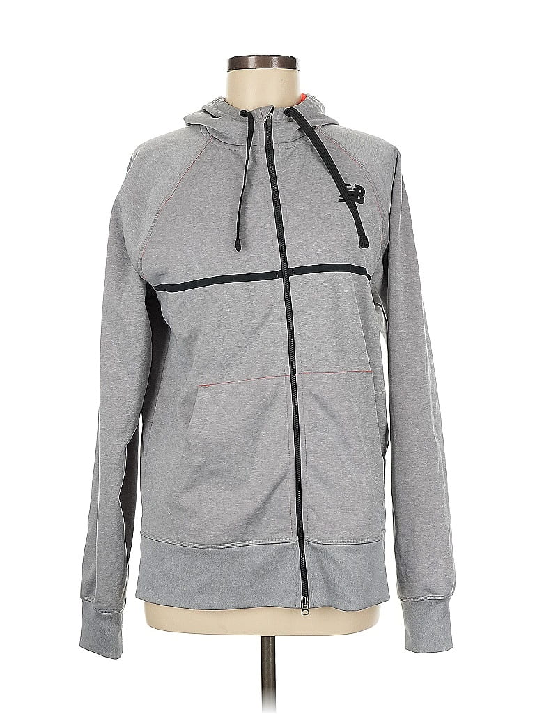 Pre-owned New Balance Zip Up Hoodie In Gray