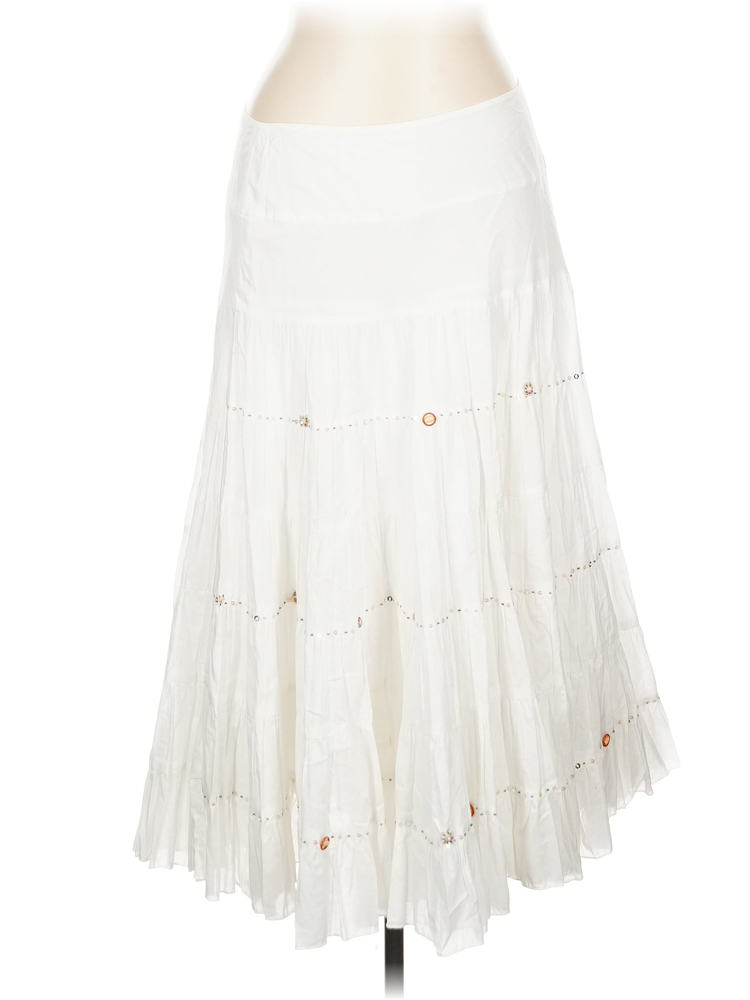 Lapis 100% Cotton Hearts White Ivory Casual Skirt Size L