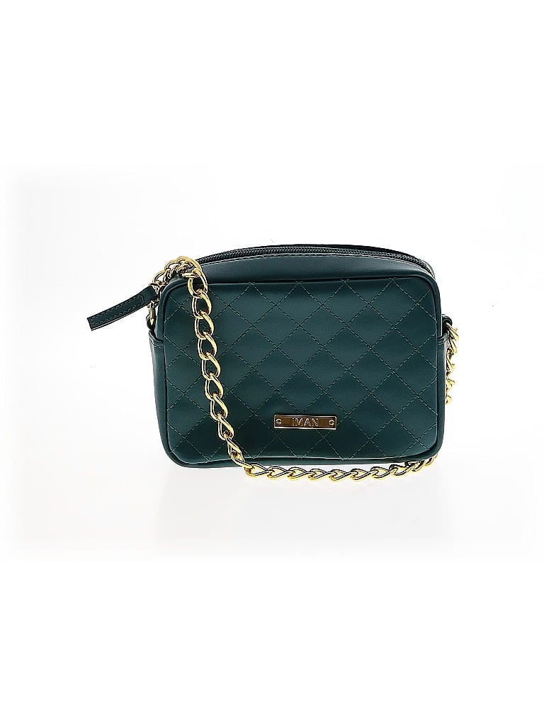 IMAN 100% Polyurethane Solid Teal Crossbody Bag One size - photo 1