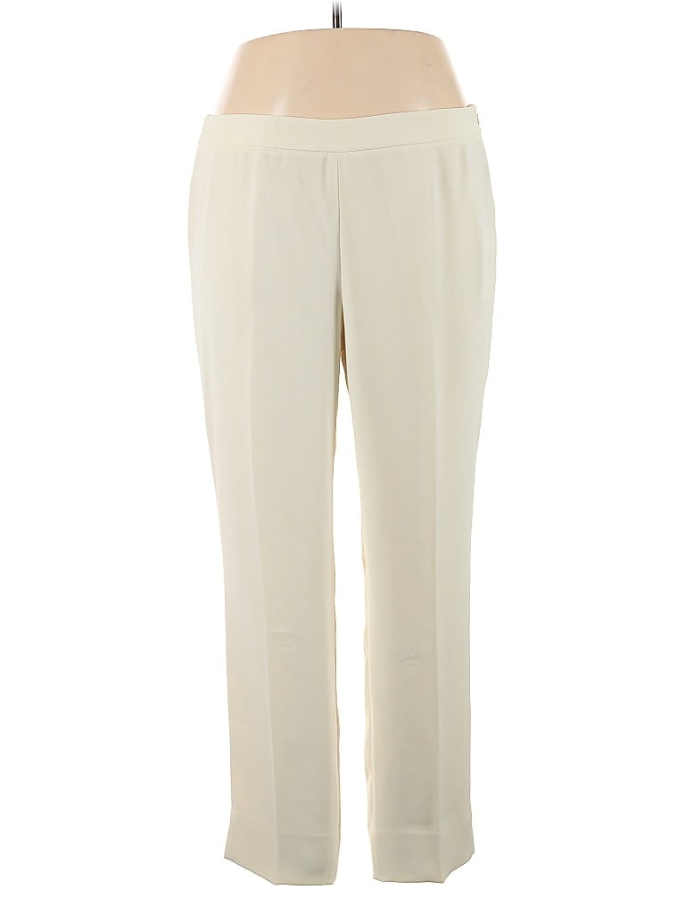 W by Worth 100% Polyester Solid Ivory Casual Pants Size 14 - photo 1