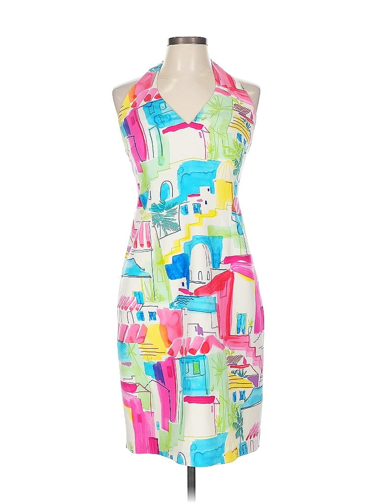 David Meister 100% Acetate Graphic Pink Cocktail Dress Size 12 - photo 1