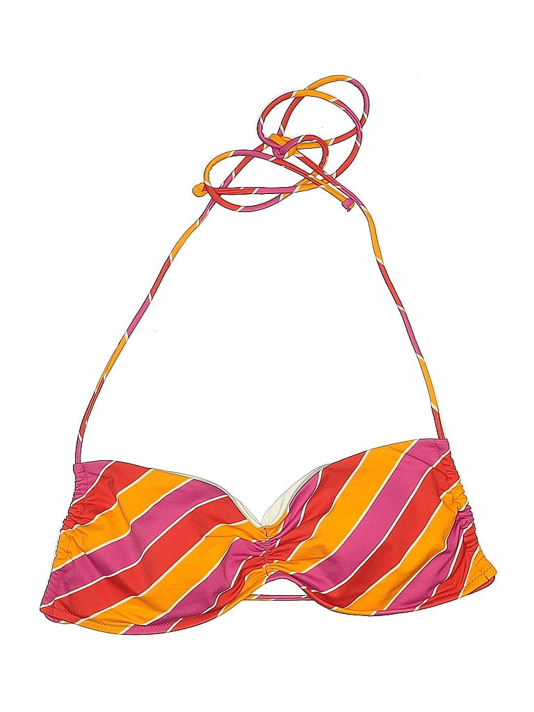 Victoria's Secret Stripes Orange Pink Swimsuit Top Size M - photo 1