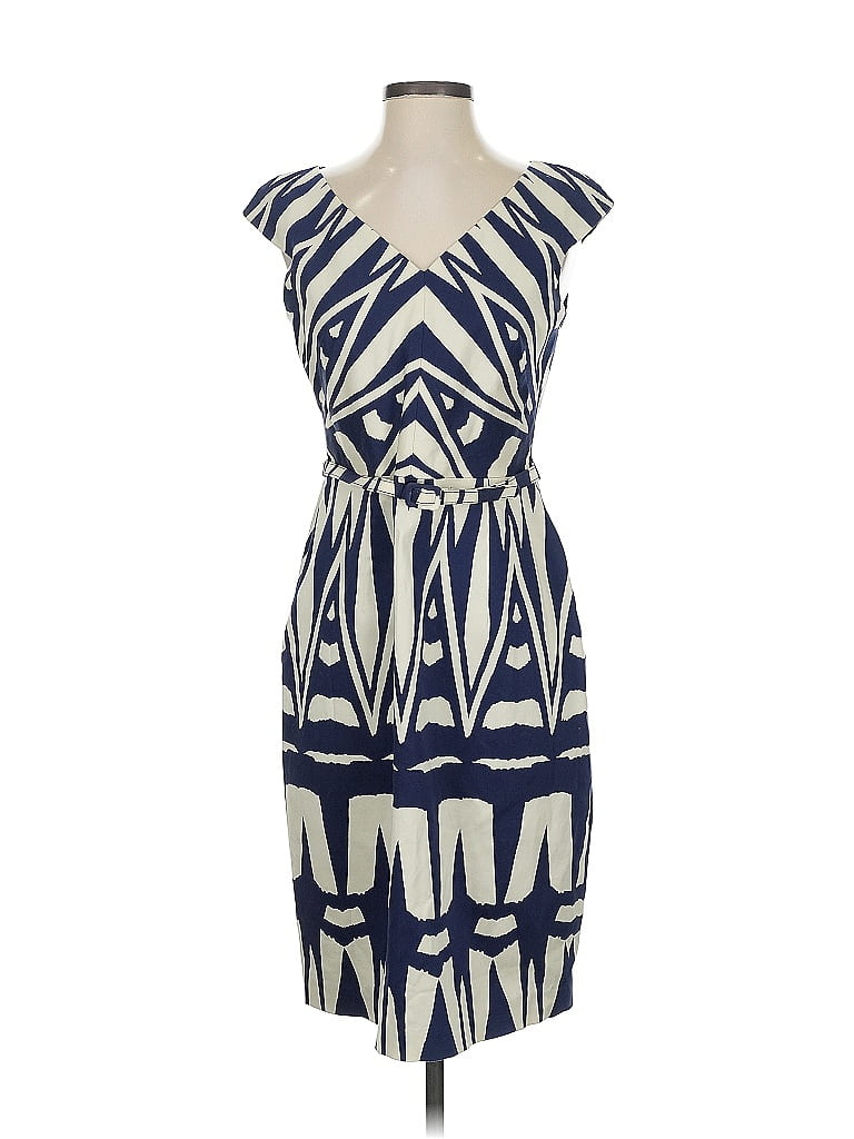 David Meister Chevron-herringbone Blue Cocktail Dress Size 4 - photo 1