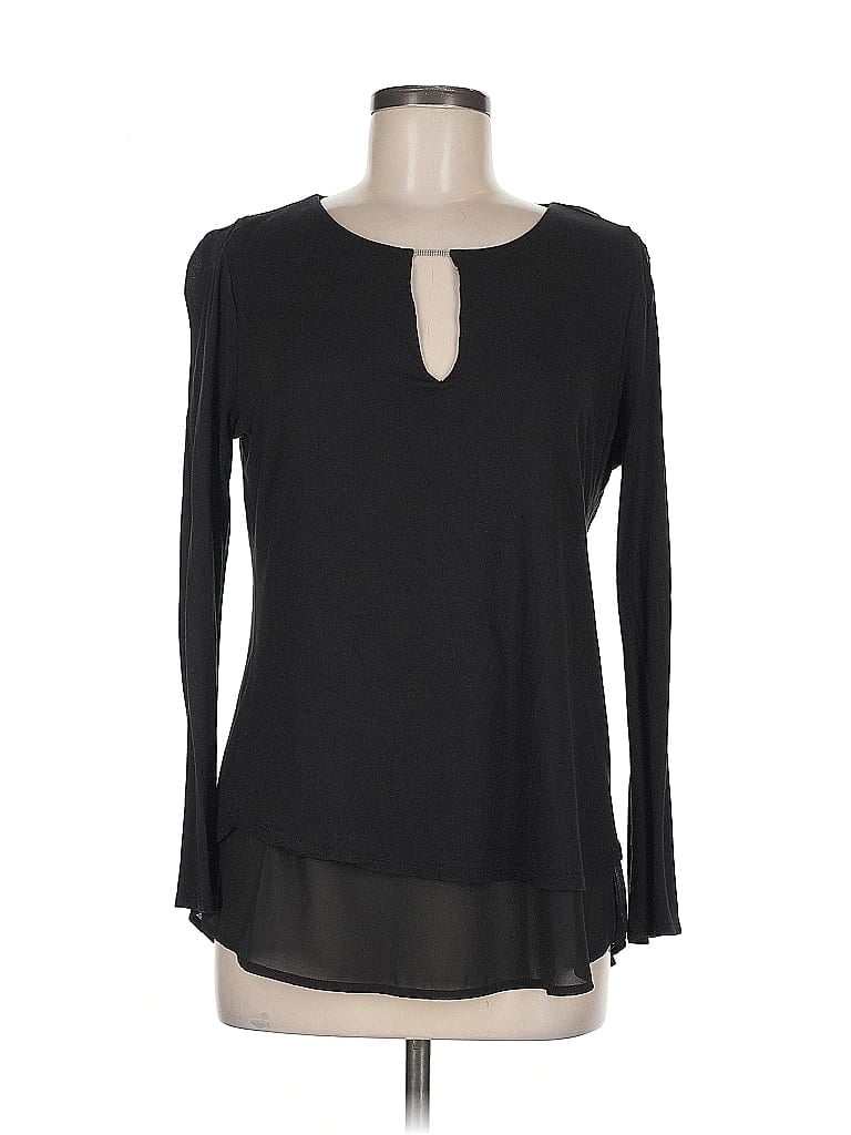 Pre-owned Crosby Long Sleeve Top Black Keyhole Neckline Tops