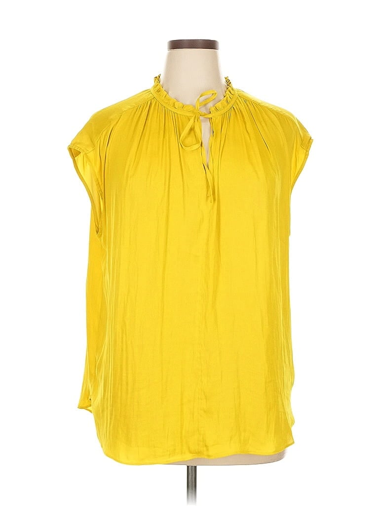RACHEL Rachel Roy 100% Polyester Yellow Short Sleeve Blouse Size XL - photo 1