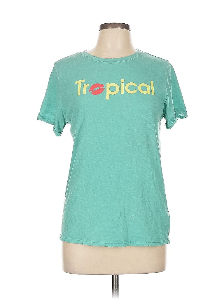 Wildfox Tropical Teal Green Short Sleeve T-Shirt Size L - photo 1