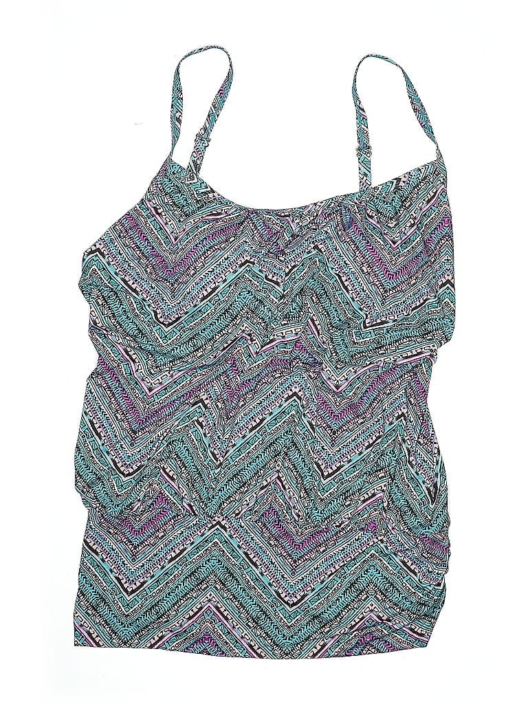 Swimsuits for all Chevron-herringbone Teal Blue Swimsuit Top Size 24 - photo 1