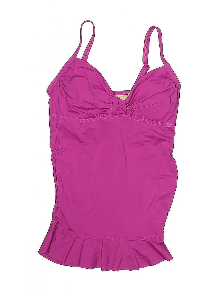 Pre-owned Lands' End Swimsuit Top Purple Solid Pattern Swimwear