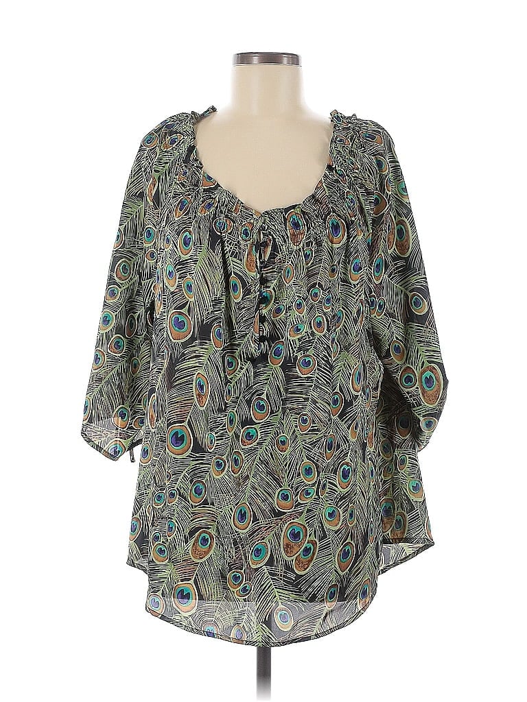 Violet & Claire Green 3/4 Sleeve Blouse Size L - photo 1