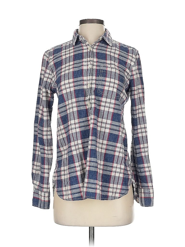 Pre-owned J.crew Factory Store Long Sleeve Button Down Shirt In Blue