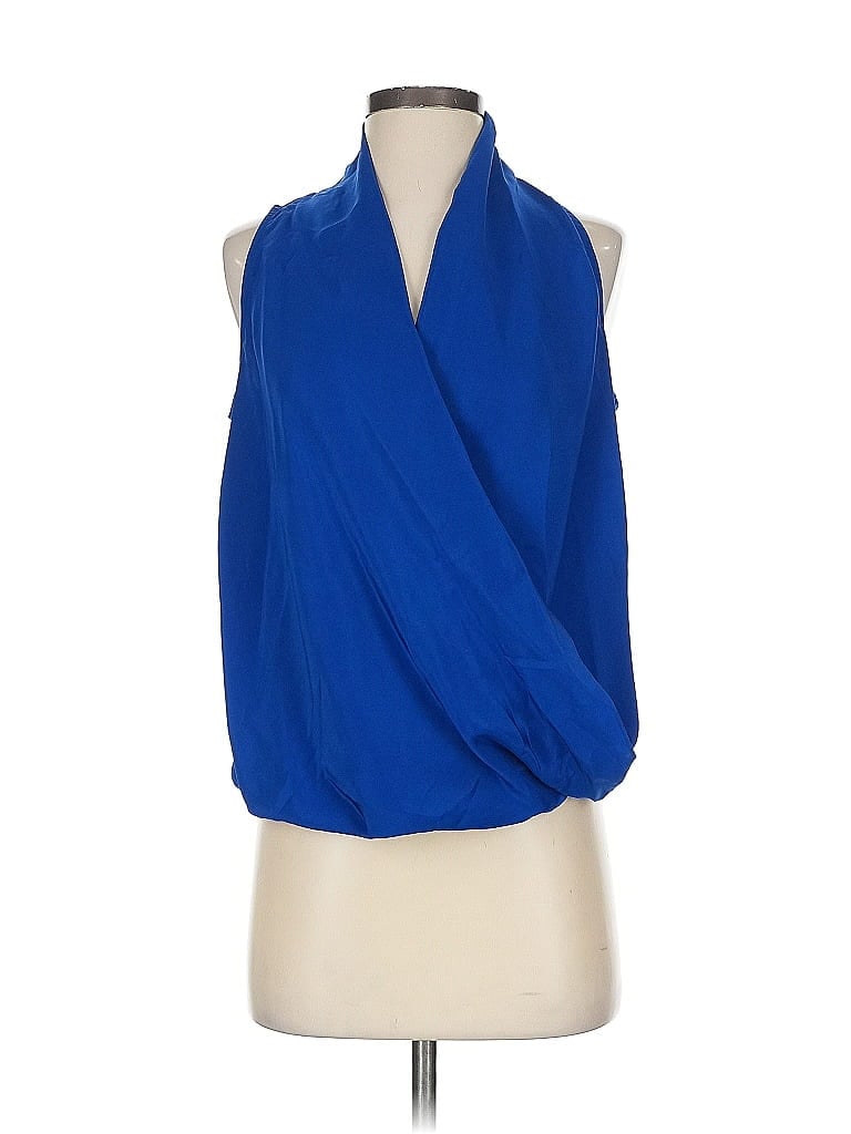 W by Worth 100% Silk Blue Sleeveless Silk Top Size 4 - photo 1