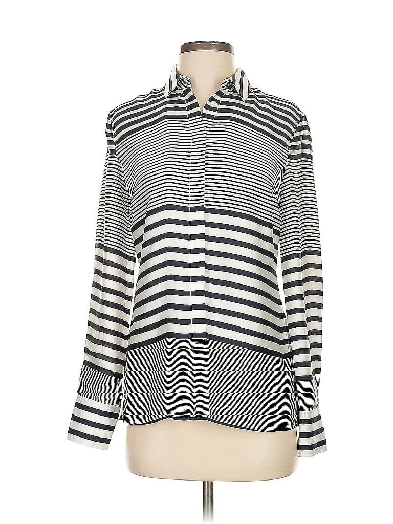 Armani Exchange 100% Polyester Stripes Gray Long Sleeve Blouse Size XS - photo 1