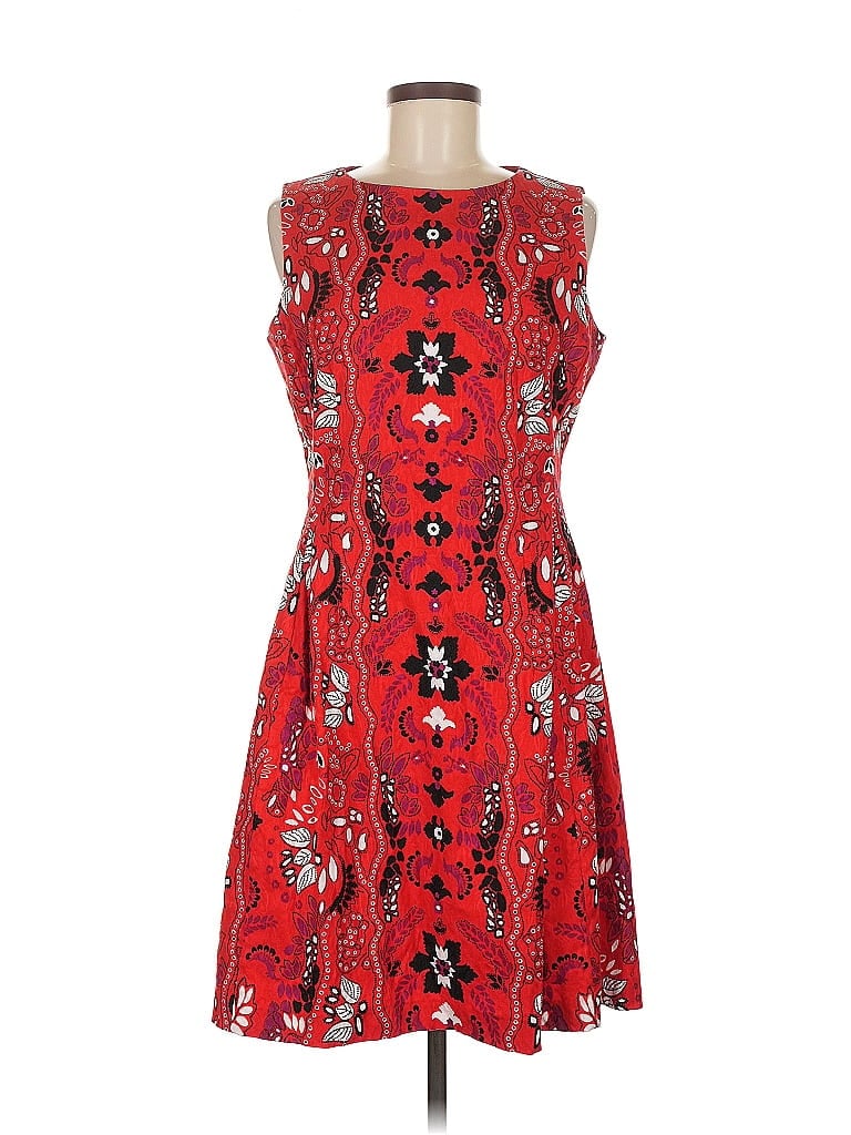 Eva Mendes by New York & Company 100% Polyester Paisley Red Cocktail Dress Size 8 - photo 1