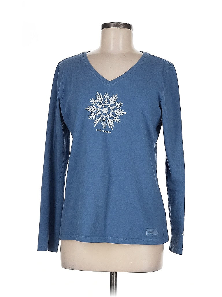 Life Is Good 100% Cotton Blue Long Sleeve T-Shirt Size M - photo 1