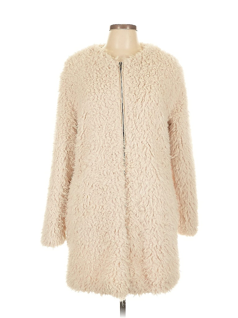 BB Dakota 100% Polyester Ivory Faux Fur Jacket Size L - photo 1