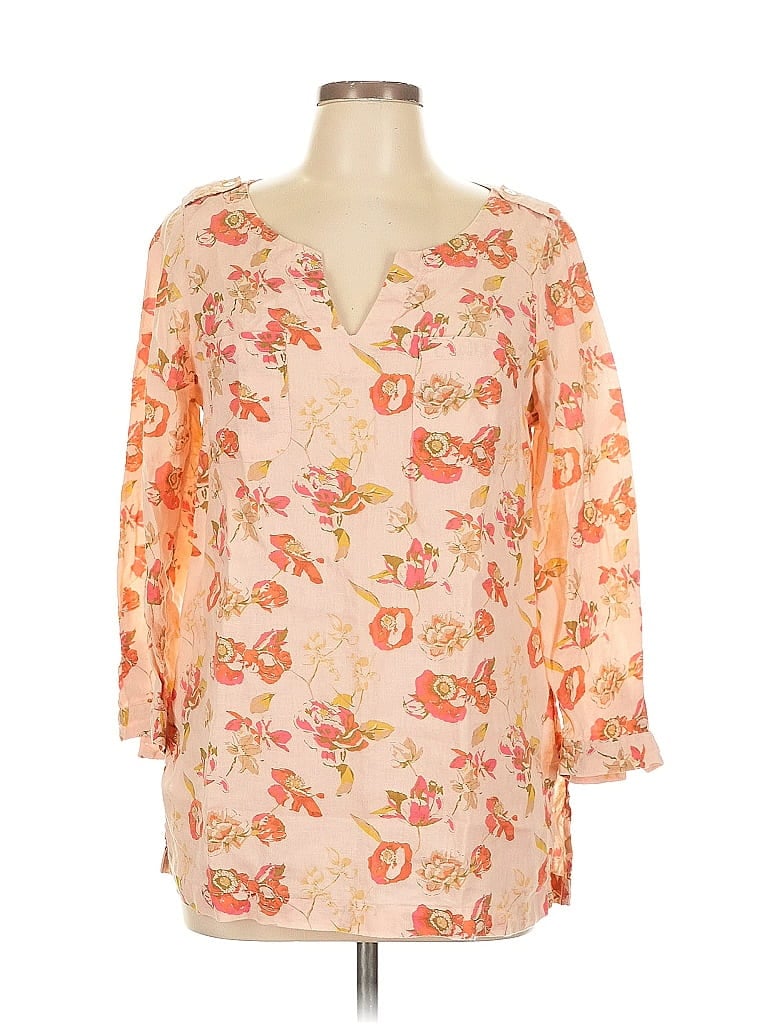 Pre-owned Lands' End 3/4 Sleeve Blouse In Orange