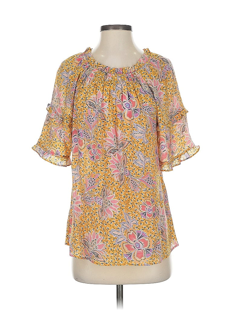 Click to view more detailed imagery on our partner's website Pre-owned Nanette Lepore Short Sleeve Blouse In Yellow