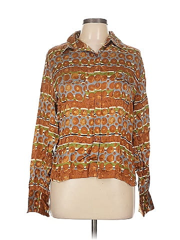 Sharagano Long Sleeve Silk Top (view 1)