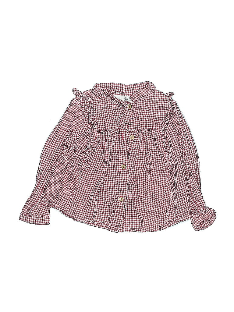 Zara Baby Checkered-gingham Red Long Sleeve Blouse Size 12-18 mo - photo 1