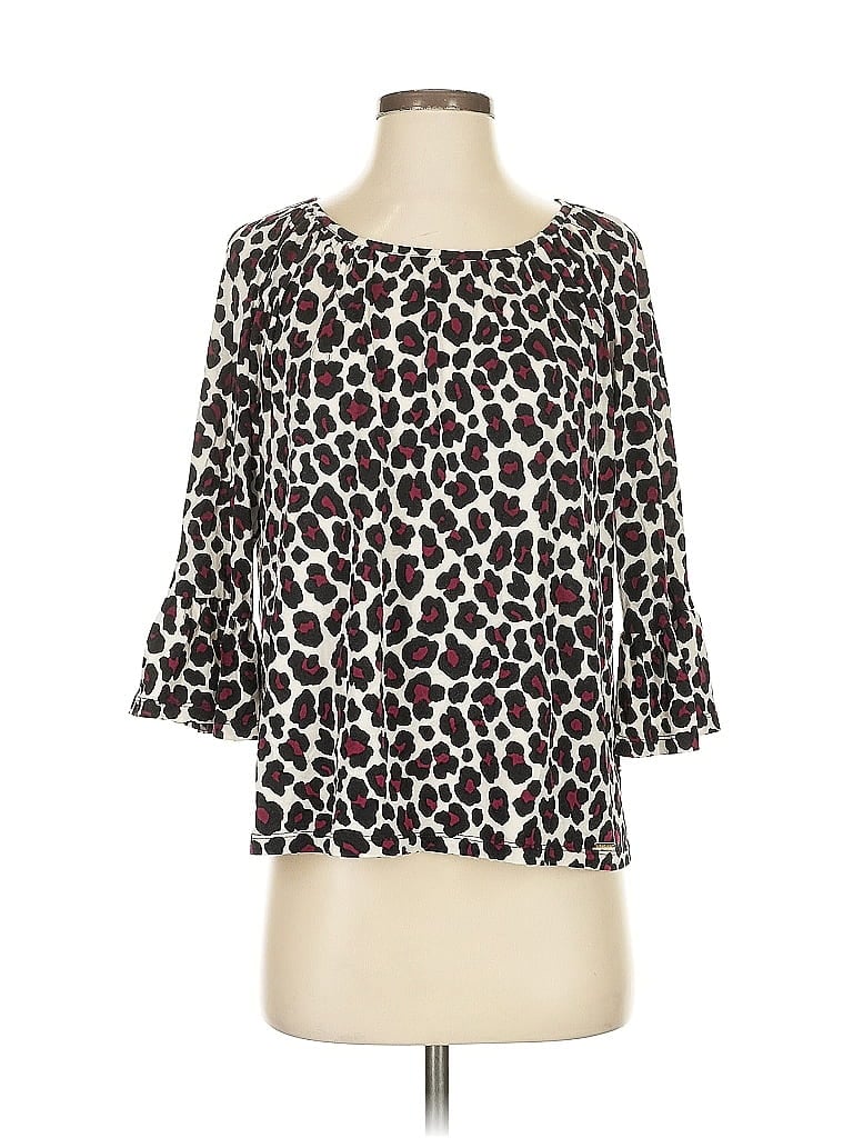 Click to view more detailed imagery on our partner's website Pre-owned Michael Michael Kors 3/4 Sleeve Top Ivory Square Neckline Tops In White