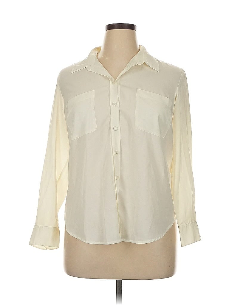 Pre-owned Coldwater Creek Long Sleeve Blouse In White