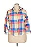 Foxcroft 100% Cotton Plaid Blue 3/4 Sleeve Button-Down Shirt Size 18 - photo 1