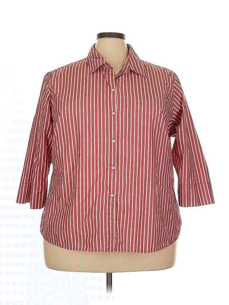 A.L.C. Stripes Red 3/4 Sleeve Button-Down Shirt Size 3X - photo 1
