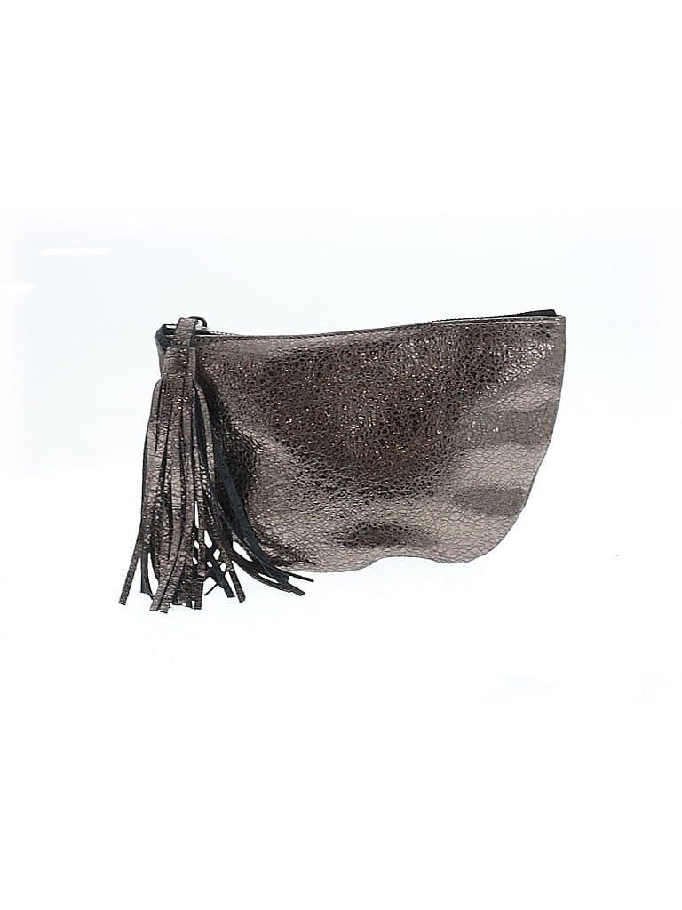 Eileen Fisher 100% Leather Metallic Silver Gold Leather Clutch One size - photo 1