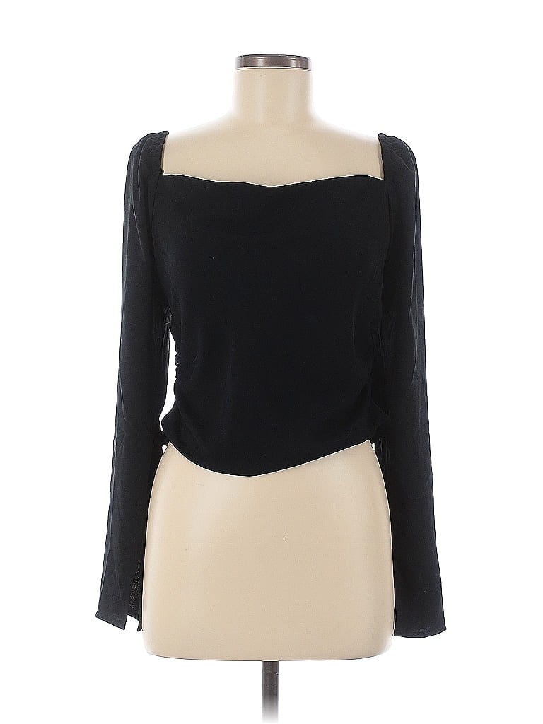 Open Edit 100% Polyester Black Long Sleeve Top Size M - photo 1