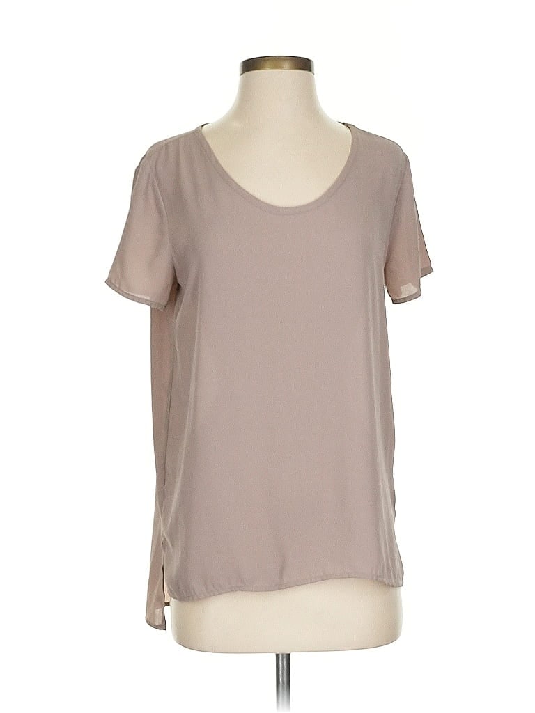 Pre-owned Soprano Short Sleeve Top Tan Scoop Neck Tops In Brown