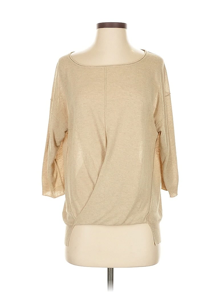 Pre-owned Brochu Walker 3/4 Sleeve Top Ivory Boatneck Tops In White