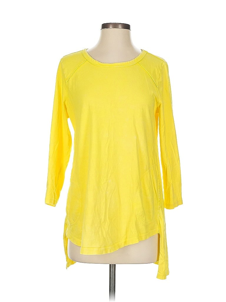LOGO by Lori Goldstein 100% Cotton Yellow 3/4 Sleeve T-Shirt Size S - photo 1