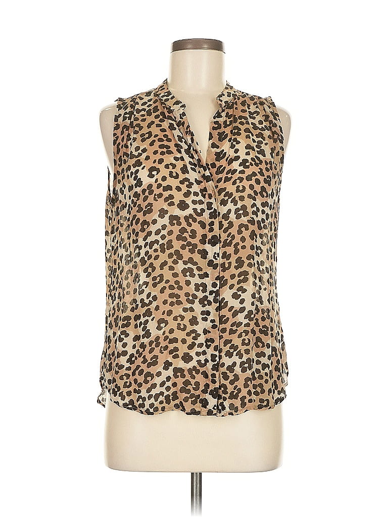 Bella Dahl 100% Rayon Animal Print Brown Tan Sleeveless Blouse Size M - photo 1