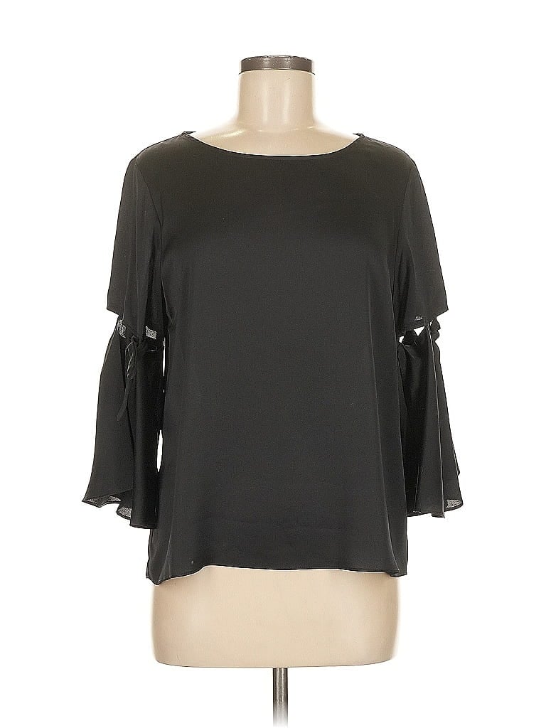 Pre-owned Waverly Grey 3/4 Sleeve Blouse In Black