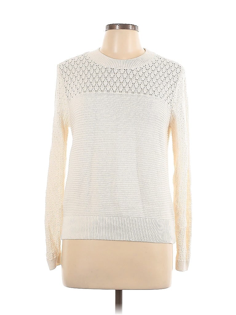 Ann Taylor LOFT 100% Cotton Ivory Pullover Sweater Size L - photo 1