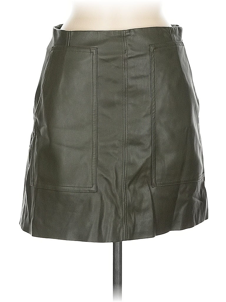 Pre-owned H&m Faux Leather Skirt In Green