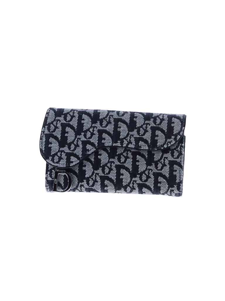 Christian Dior 100% Canvas Blue Black Canvas Diorissimo Saddle Flap Wallet One size - photo 1