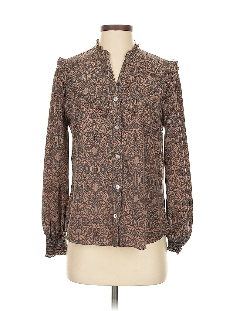 Click to view more detailed imagery on our partner's website Pre-owned Drew Long Sleeve Blouse In Brown