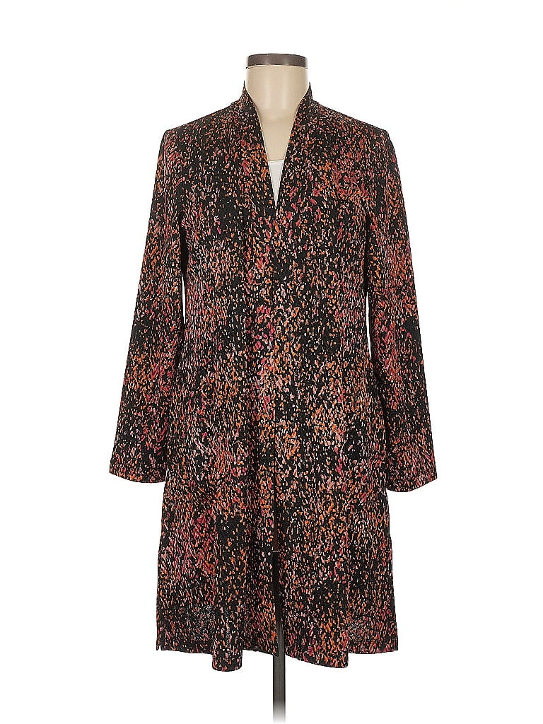 Susan Graver Top Womens Plus 1X Blue Floral Burnout Sheer Full Zip
