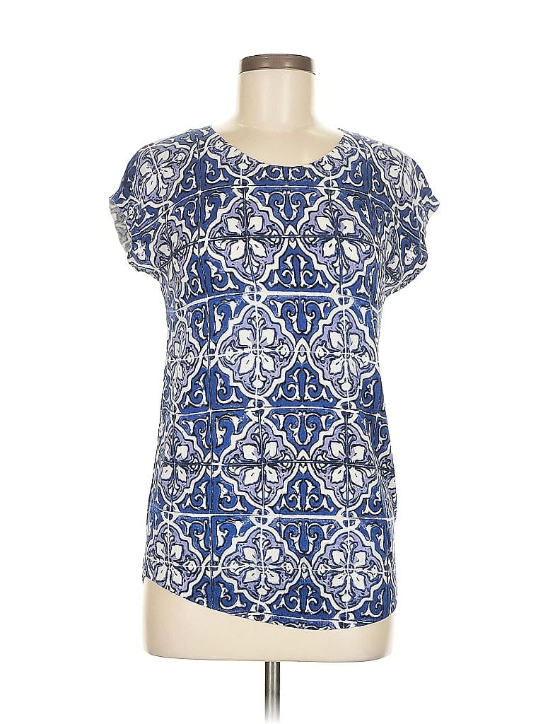 Pre-owned The Limited Short Sleeve Blouse In Blue