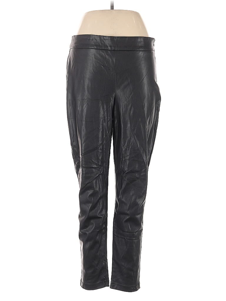 Pre-owned Ann Taylor Faux Leather Pants In Black
