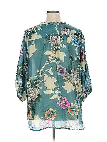 Johnny Was 3/4 Sleeve Silk Top (view 2)