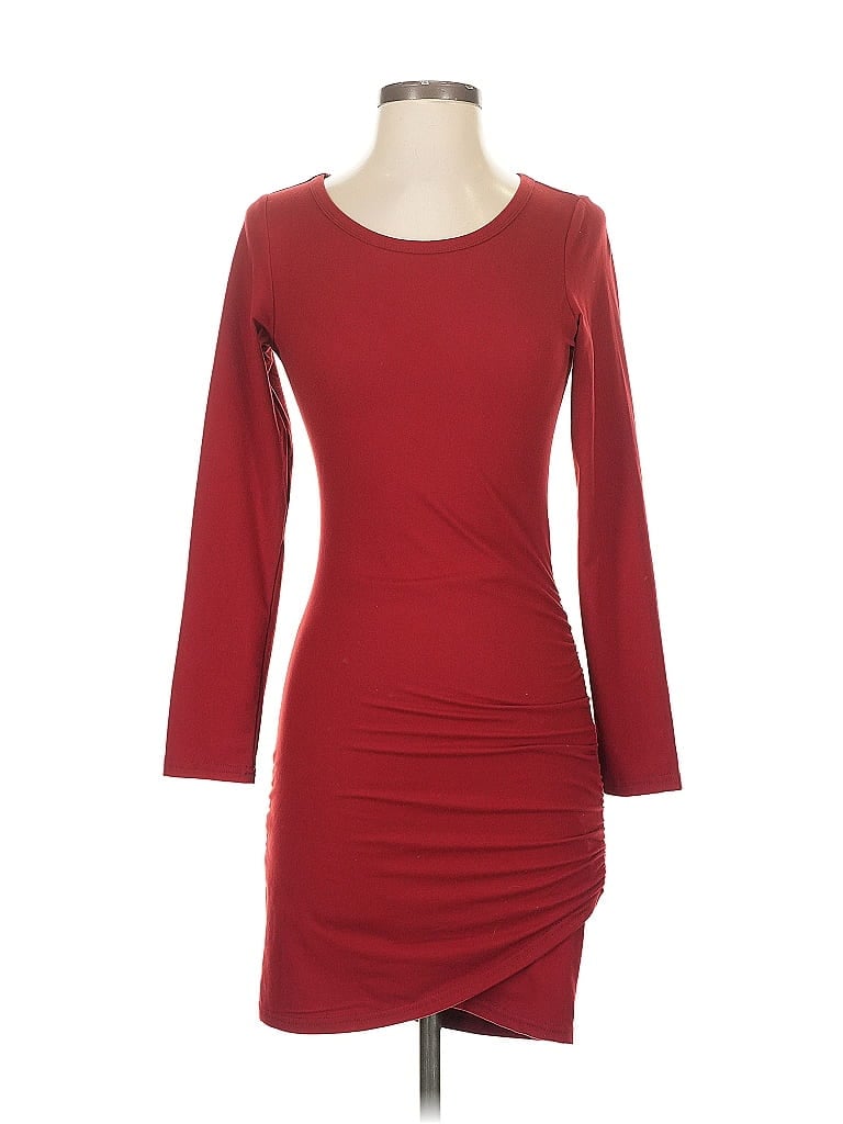 Pre-owned Unbranded Casual Dress In Burgundy