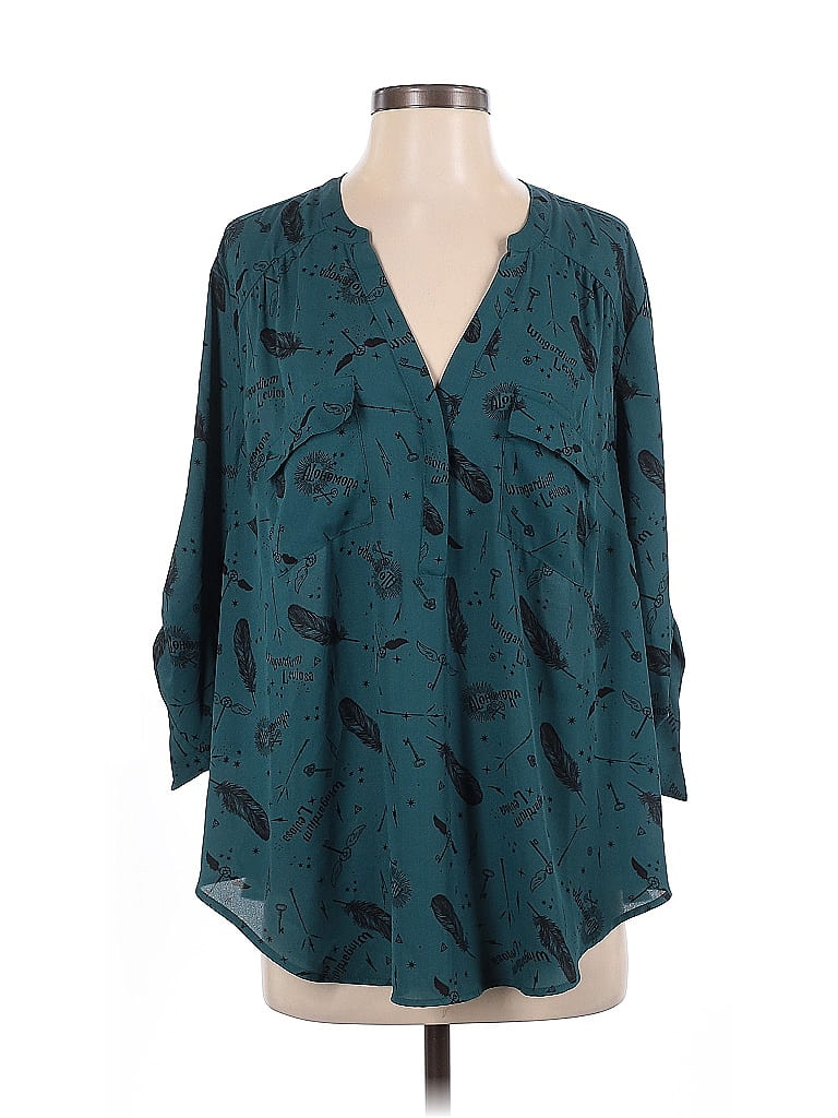 Harry Potter 100% Polyester Teal 3/4 Sleeve Blouse Size 0 - photo 1