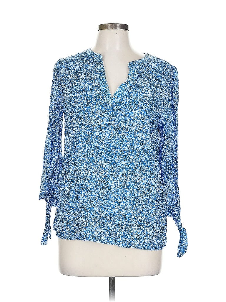 Pre-owned Cynthia Rowley Tjx 3/4 Sleeve Blouse In Blue