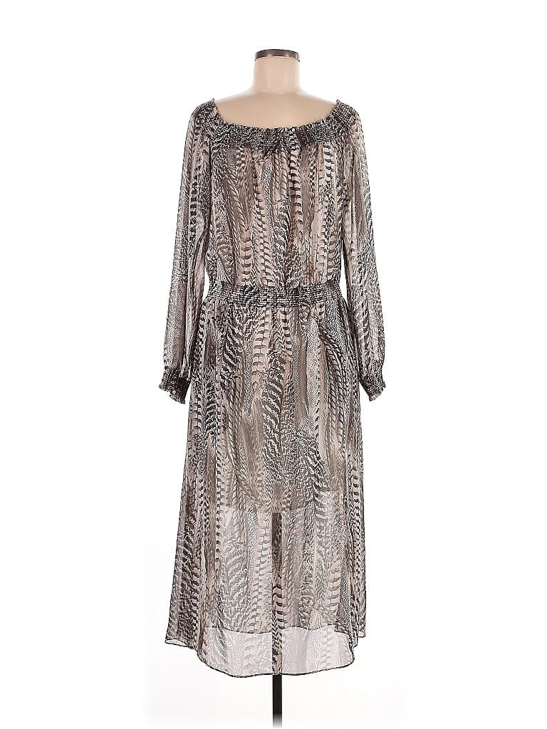 W by Worth 100% Polyester Animal Print Gray Casual Dress Size 8 - photo 1