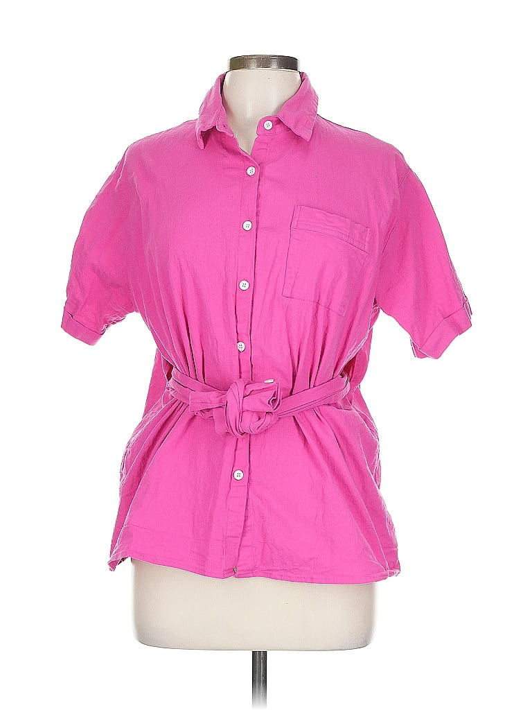 Pre-owned Assorted Brands Short Sleeve Button Down Shirt In Pink