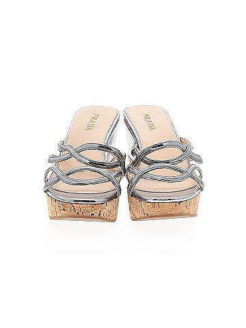 Prada Leather Slip-On Platform Cork Wedges (view 2)