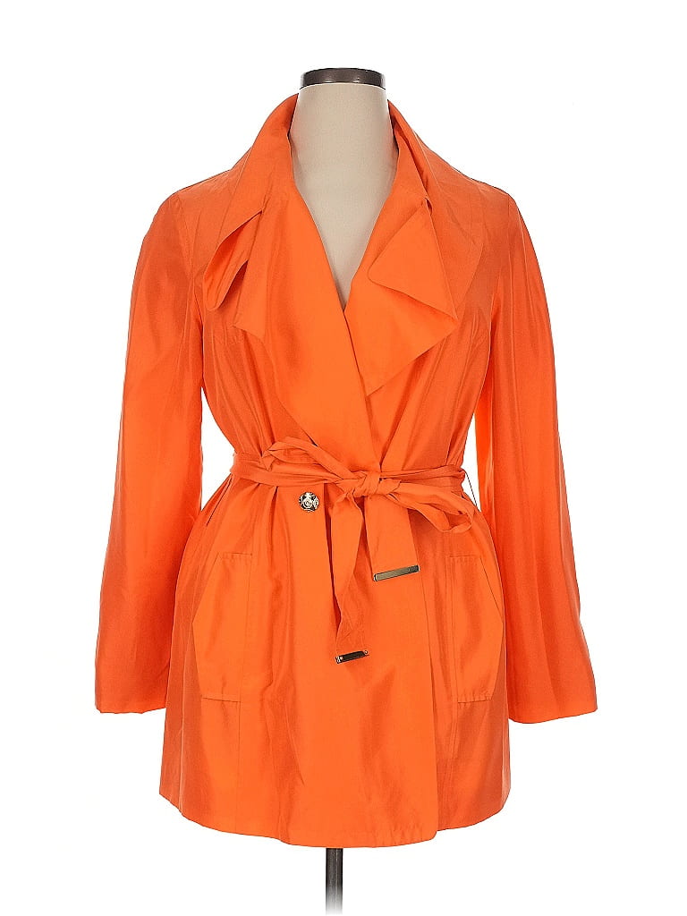 Etcetera 100% Silk Orange Trenchcoat Size 14 - photo 1