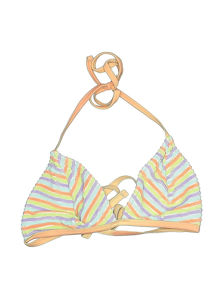 Pre-owned Aerie Swimsuit Top Yellow Stripes Pattern Swimwear